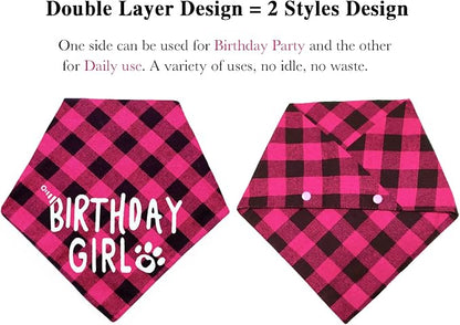 Plaid Dog Bandana with Button, Dual Layer Soft Cotton Triangle Dog Scarf - Image 4