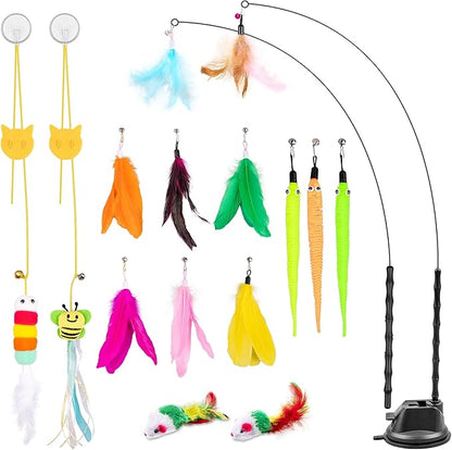 Depets Cat Wand Toy, 2 Play Modes Kitten Teaser Wand, Reusable Suction Cup by Depets