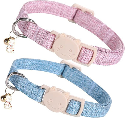 Elegant little tail 2 Pack Cat Collar- Pink&Blue Linnet Cat Collars Breakaway by Elegantlittletail