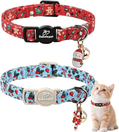 2 Pack Christmas Cat Collars by Babolepet