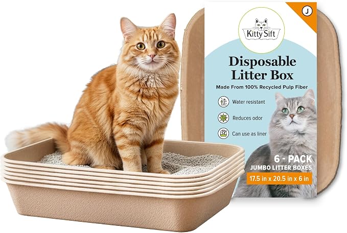 Kitty Sift Disposable Cat Litter Box Jumbo, Durable and Portable by KittySift