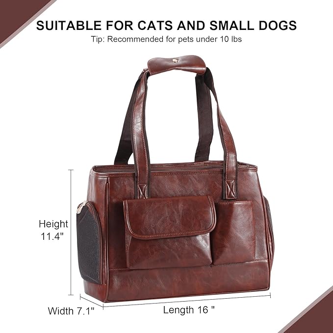 Dog Carrier Purse, Fashion Leather Pet Carrier Bag, Airline Approved Soft Sided - Image 3