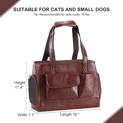 Dog Carrier Purse, Fashion Leather Pet Carrier Bag, Airline Approved Soft Sided - Image 3