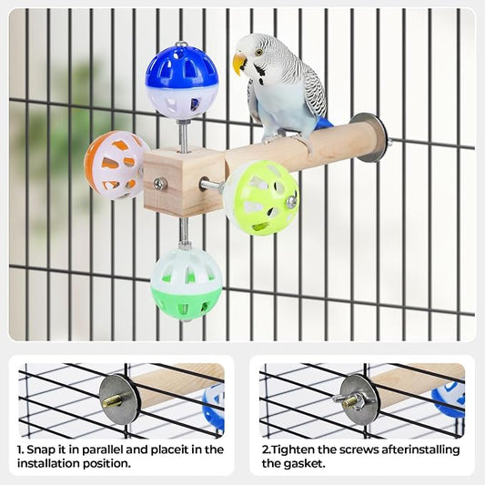 Bird Stand Perch Toy with Rotating Balls, Bird Toys - Image 2