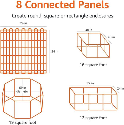Amazon Basics Foldable Octagonal Metal Exercise Dog Playpen, Indoor/Outdoor Pet - Image 3