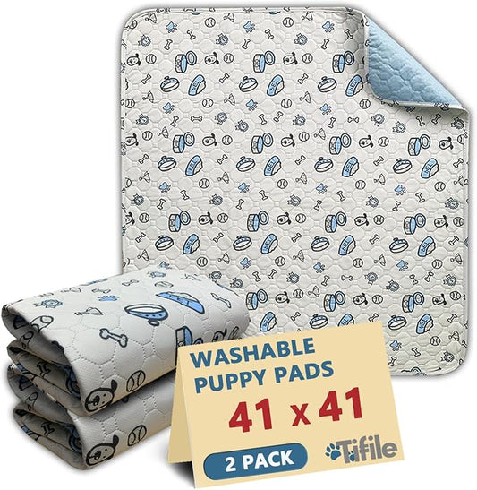 Washable Pee Pads for Dogs, 2 Pack Reusable Puppy Pads, Absorbent Whelping Pads by TIFILE