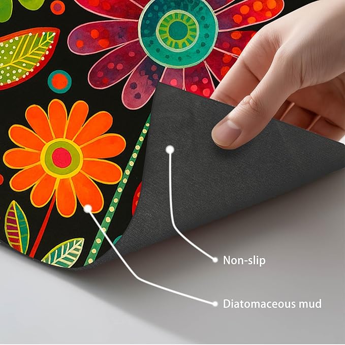 Vibrant Flower Pattern Pet Food Mat Spill-Proof Pet Feeding Mats - Image 5