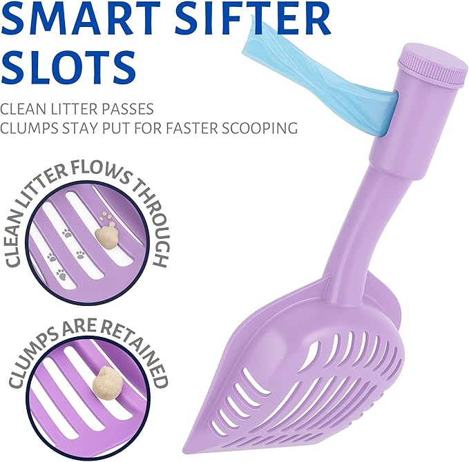 2-in-1 Pooper Scooper with Bag Attachment, Cat Litter Shovel Scoop with Bag - Image 3