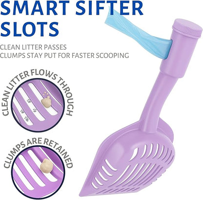 2-in-1 Pooper Scooper with Bag Attachment, Cat Litter Shovel Scoop with Bag - Image 3