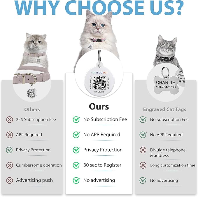 Cat Collar Breakaway with QR Code Name Tag, Reflective Kitten Collars with Bell - Image 2