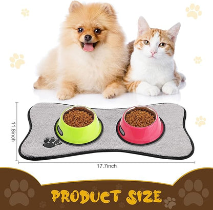 Breling Dog Mat for Food and Water 2 Pieces Bone Shape Non-Slip Pet Feeding Mat - Image 2