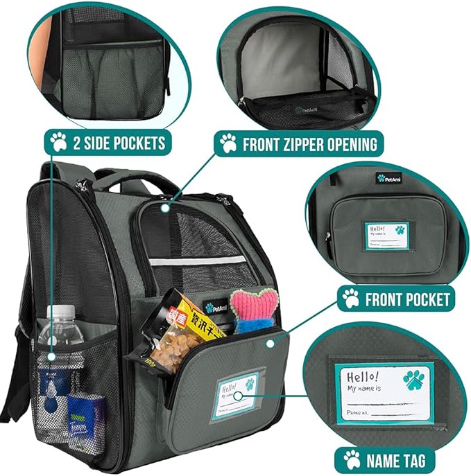 PetAmi Dog Backpack Carrier for Small Large Cat, Ventilated Pet Hiking Backpack - Image 3