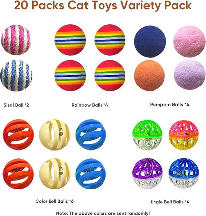 Cat Toys for Indoor Cats, Cat Toys Balls, 20 Packs Interactive Cat Toy Set - Image 2