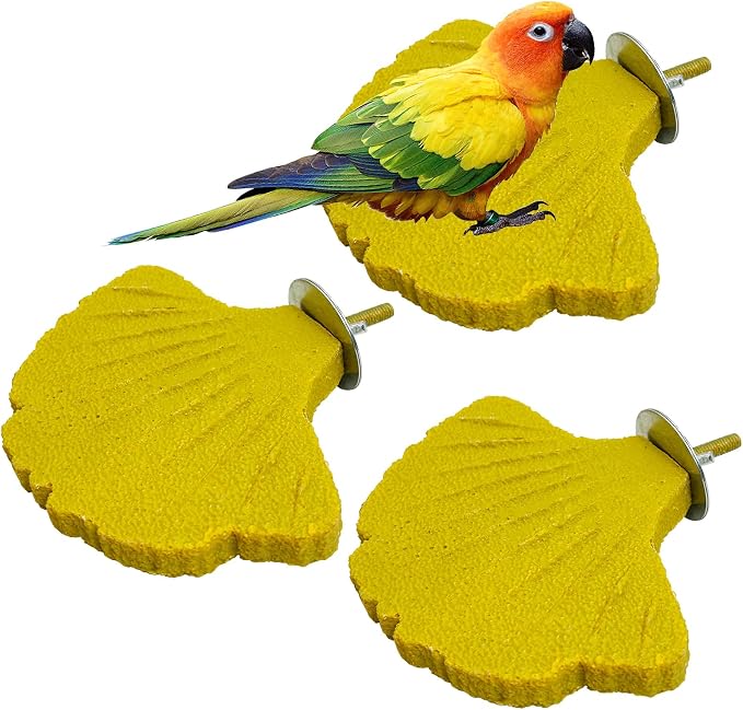 3 Pcs Parrot Perch Resin Bird Beak Grinding Stone Leaf Shape Perch Stand Foot by Apatal