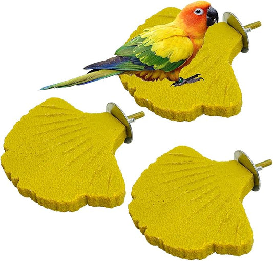 3 Pcs Parrot Perch Resin Bird Beak Grinding Stone Leaf Shape Perch Stand Foot by Apatal