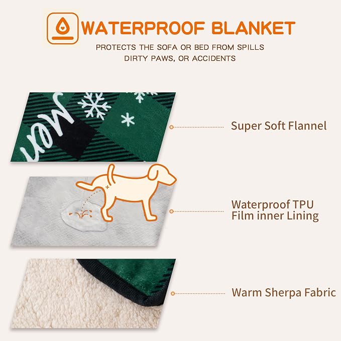 Waterproof Dog Blankets Pet Blanket 50"x60", Soft Fluffy Sofa Car Bed Protector - Image 3