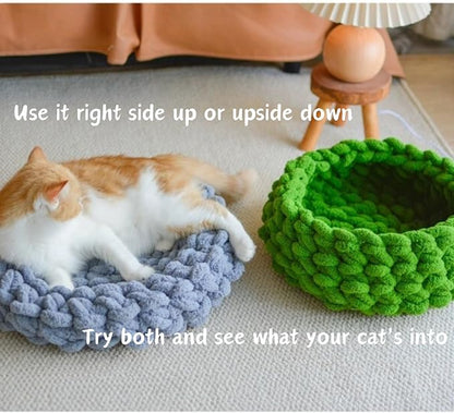 Cat Nest Bed - Premium Self Warming Handwoven Washable Extra Soft Round Cave - Image 5