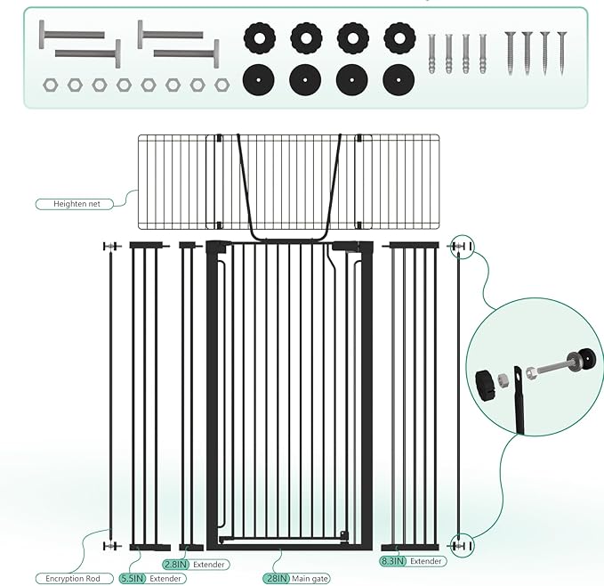 Jiprlak51 Extra Tall Cat Gate for Doorway – 28.5"-48.7" Extra Wide Pet Gate - Image 4