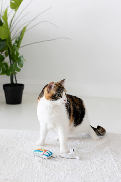 Pearhead Pet Sardines and Fish Plush and Crinkle Cat Toy Set, Includes Catnip - Image 3