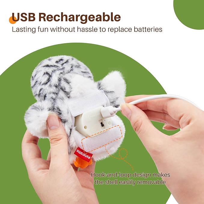 Potaroma Flapping Owl Cat Toys, Lifelike Bird Chirp, Rechargeable Touch - Image 5