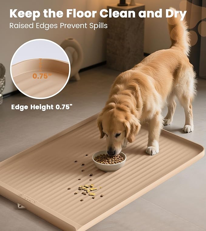 Dog Food Mat 36"x24", Waterproof Pet Feeding Mat - Image 3