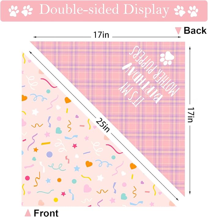 Happy Birthday Dog Bandanas, Double Sided Adjustable Birthday Party Pet - Image 4