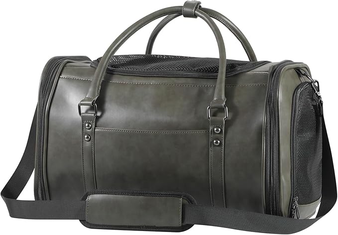 Stylish Leather Pet Carrier for Small Dogs and Cats Up to 15 lbs, Airline by WelcomeToJohomviin