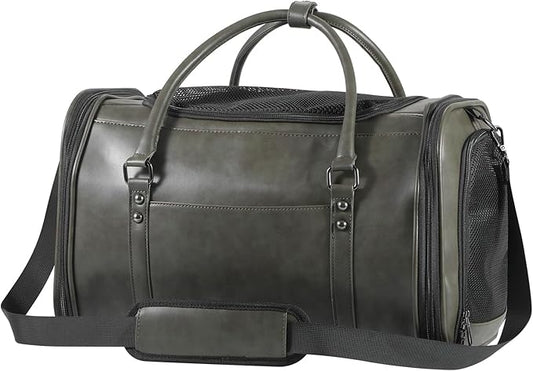 Stylish Leather Pet Carrier for Small Dogs and Cats Up to 15 lbs, Airline by WelcomeToJohomviin