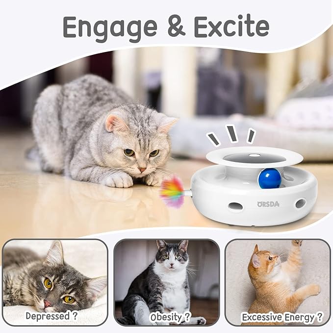 ORSDA 2in1 Interactive Toys for Indoor Cats, Timer Auto On/Off, Cat Toy Balls & - Image 4