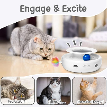 ORSDA 2in1 Interactive Toys for Indoor Cats, Timer Auto On/Off, Cat Toy Balls & - Image 4
