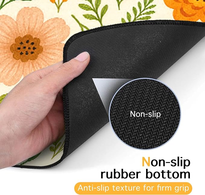 Trendy Flower Pattern Pet Feeding Mat Spill-Proof Feood Pad - Image 7