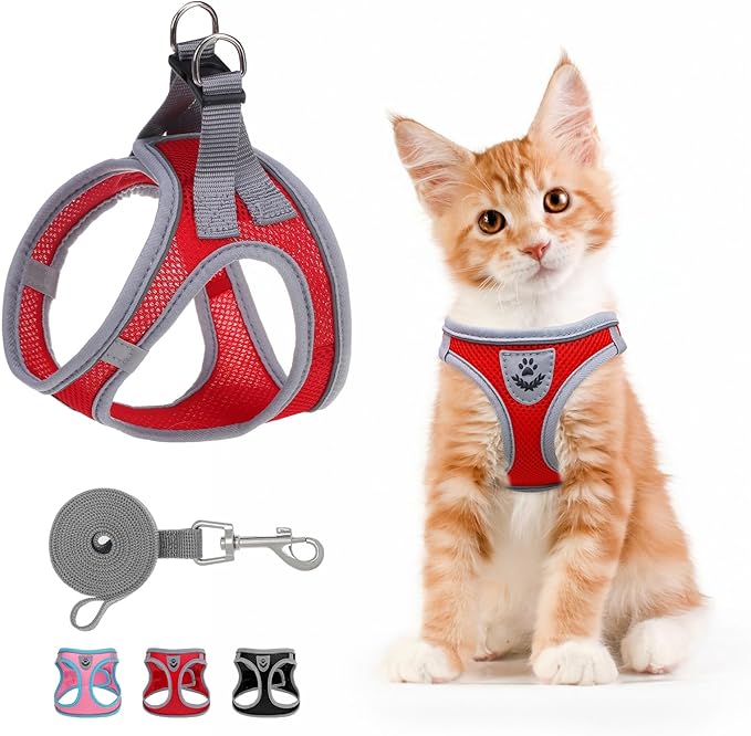SCENEREAL Cat Harness and Leash Set Escape Proof, Adjustable Soft Air Mesh by SCENEREAL