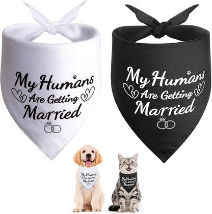 SZEE 2 Pack My Humans are Getting Married Dog Bandanas, Wedding or Engagement by SZEE