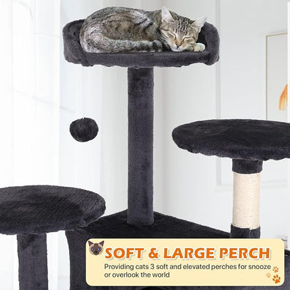 70 Inch Light Gray Cat Tree, Tall Cat Tower - Image 2