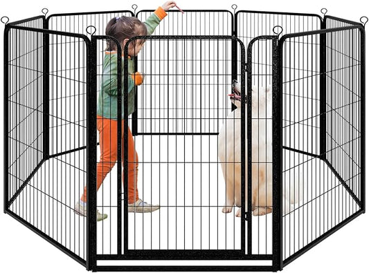 Dog Playpen Outdoor Extra Wide 8 Piece Panels Heavy Duty Dog Fence 47" Height by Committedtobetterpetlife