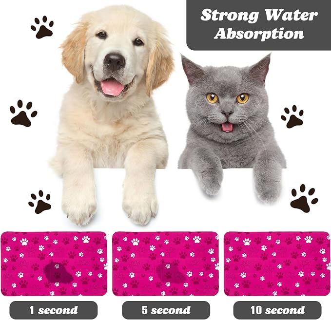 Dog Food Mat, Absorbent Water Bowl Mats Cat Pet Feeding Placemats Pink 17 * 30 - Image 2