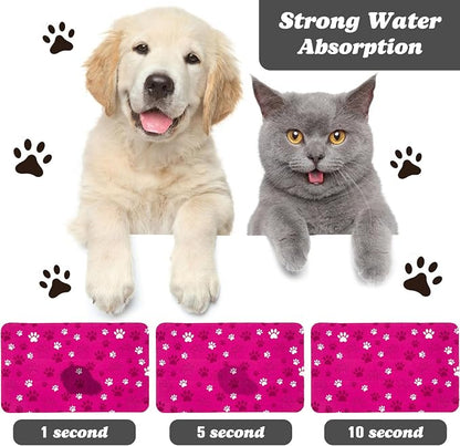 Dog Food Mat, Absorbent Water Bowl Mats Cat Pet Feeding Placemats Pink 17 * 30 - Image 2