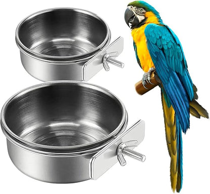 2Pcs Stainless Steel Bird Feeding Bowls, Small Bird Feeding Cup, Stainless by Unknown