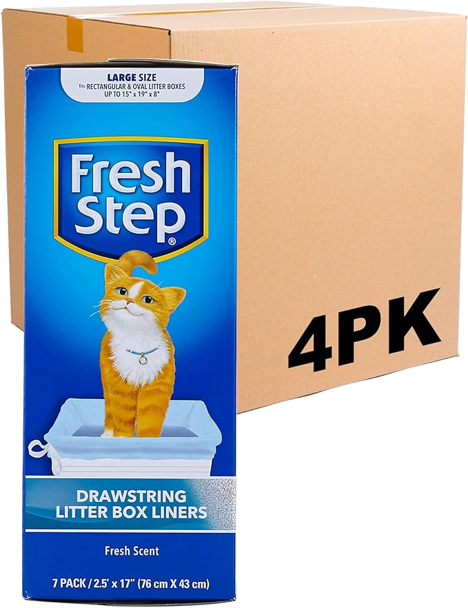 Fresh Step Drawstring Cat Litter Box Liners, Scented Heavy Duty Kitty Litter by FreshStep