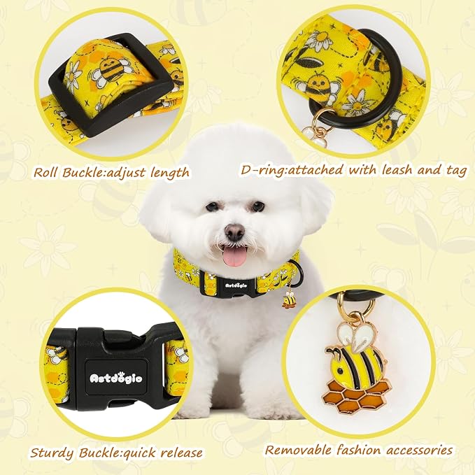 Yellow Dog Collar for Extra Small Dogs, Spring & Summer Theme Small Dog Collars - Image 4