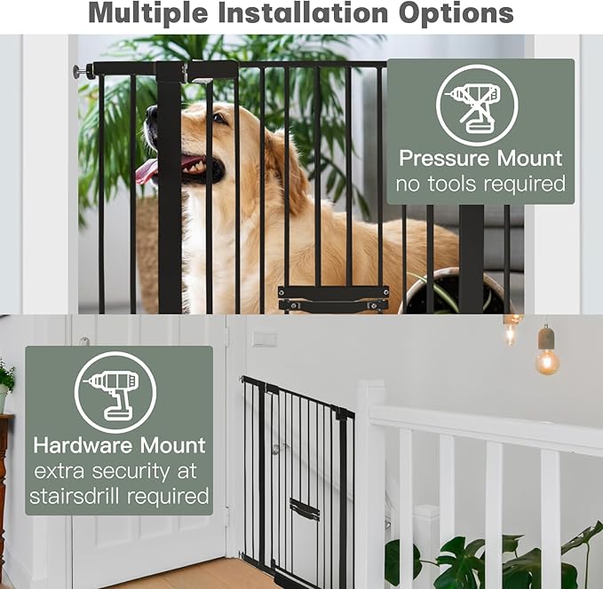 37 Inch Tall Baby Gate with Small Cat Door, Adjustable 29.5" and -40.55" - Image 3