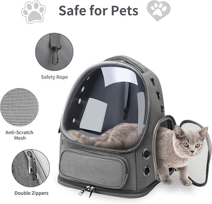 Cat Backpack Carrier for Cats and Small Dogs, Breathable Cat Bubble Backpack - Image 4