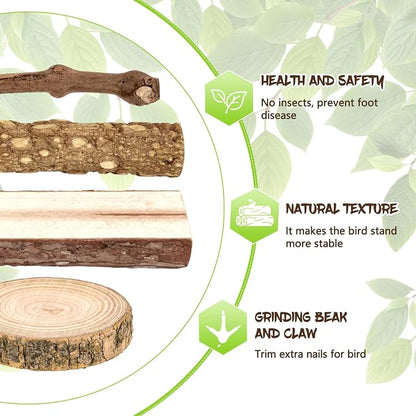 8PCS Natural Grape Wood Bird Perch Set - Image 4