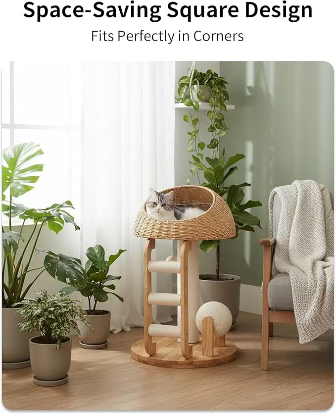Wood Cat Tree for Large Cats, Modern Cat Tree Tower - Image 9