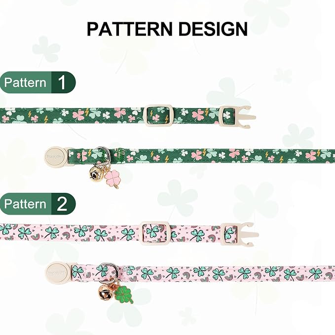 Lionet Paws 2pcs Pack St. Patrick Cotton Cat Collar, Breakaway Buckle - Image 2