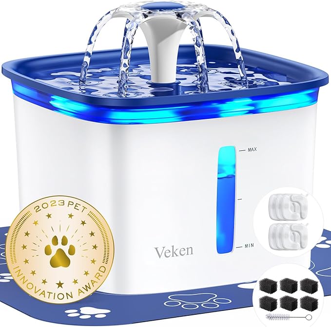 Veken Innovation Award Winner 95oz/2.8L Pet Fountain, Automatic Cat Water by Veken