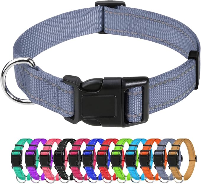 TagME Reflective Nylon Dog Collars, Adjustable Classic Pet Collar by TagME