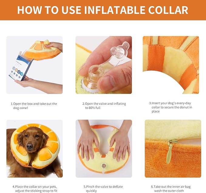 IEUUMLER Inflatable Recovery Dog Collar, Protective Donut Cone, Adjustable Soft - Image 4