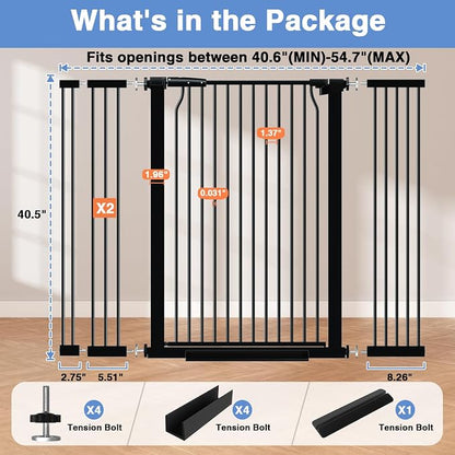 40.5" Extra Tall Baby Gate for Stairs, 40.5"-54.7" Extra Wide Large Dog Pet - Image 9