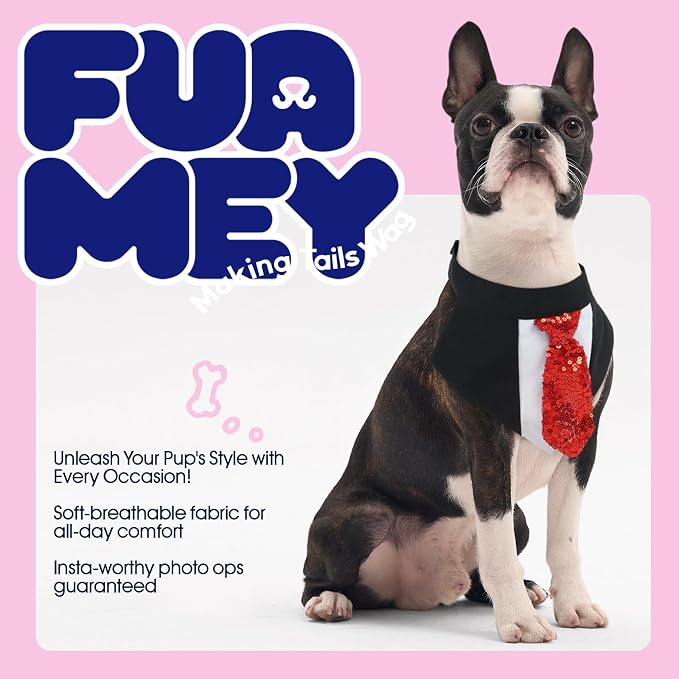 FUAMEY Dog Tie Bandanas, Formal Dogs Wedding Tuxedo Attire Puppy Collar - Image 3